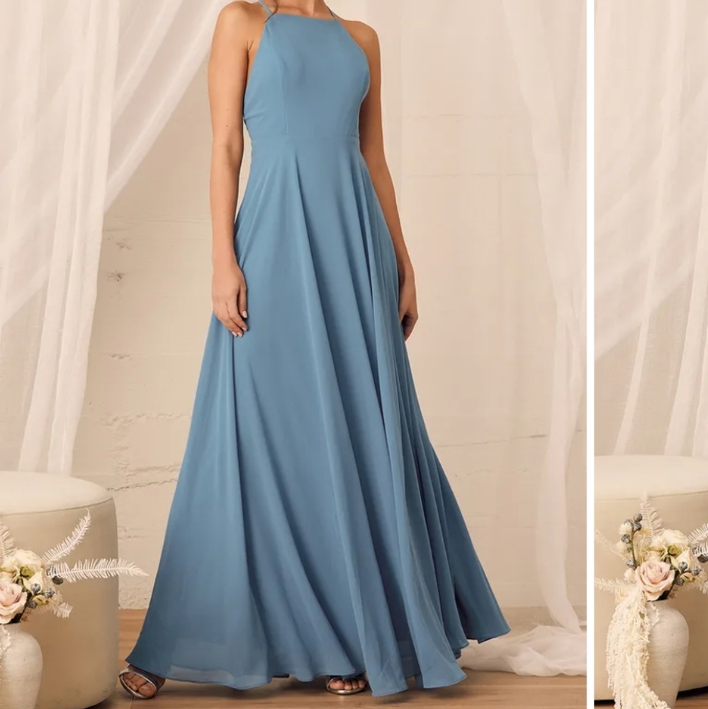 Lulu's Slate blue backless dress Sz S